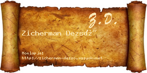 Zicherman Dezső névjegykártya
