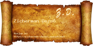 Zicherman Dezső névjegykártya