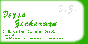 dezso zicherman business card